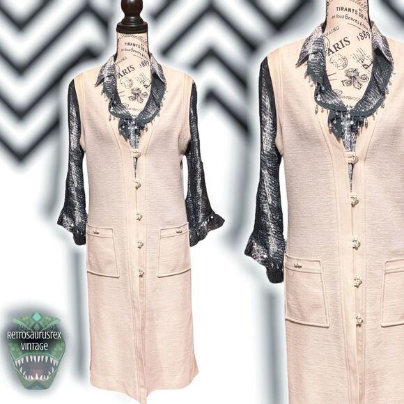 VINTAGE 1960’s Funky Butte Knit Sleeveless Vest Style Polyester Dress, Large - Picture 1 of 6